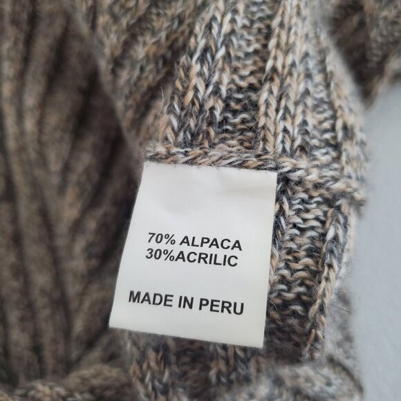 Simply Natural Womens Beige Alpaca Open Cacoon Cardigan Ribbed Long Sleeve Warm - Picture 5 of 9